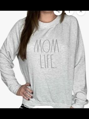Rae Dunn Mom Life Pullover Sweater - Light Gray